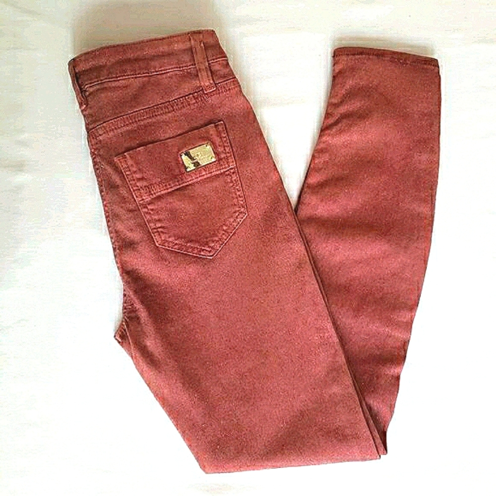 ELISABETTA FRANCHI JEANS Rose Pink Denim Jeans Size 27 Italian Brand New NWT
